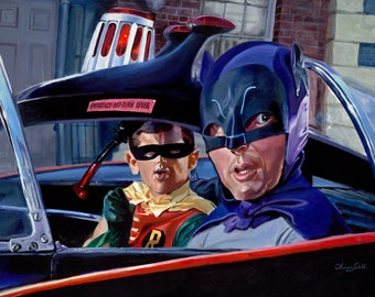Batman and Robin Fine Art Print "Emergency Bat-Turn Lever"  by Thomas Webb