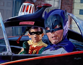 Batman and Robin Fine Art Print "Emergency Bat-Turn Lever"  by Thomas Webb