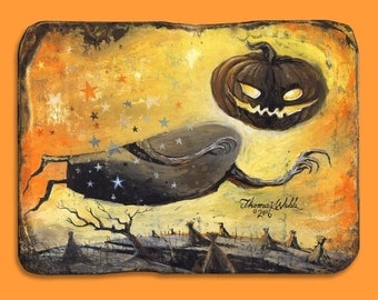 Halloween Spirit, flying Jack-o'-lantern, Fine Art Print, Free Shipping in US , (No International sales at this time)