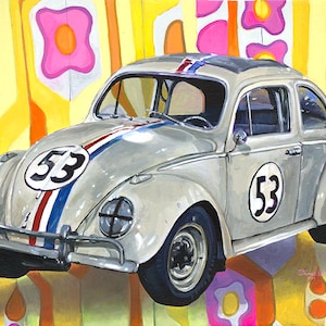 Herbie the Love Bug in the World of "Rowan & Martin's Laugh-In" - Original Acrylic Painting