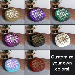 Mandala Floor Sitting Pillow | Customizable Home Decor | Round Tufted Floor Pillow | Color Options Available | Stylish & Comfy Home Decor