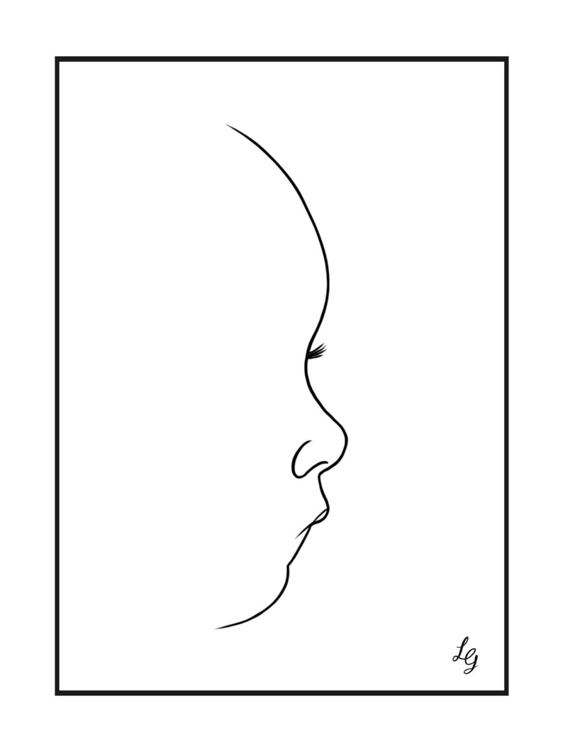 Custom Fine Line Baby Profile Drawing | Personalized Baby Portrait ...