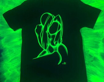Basic T Shirt schwarz/ neon grün