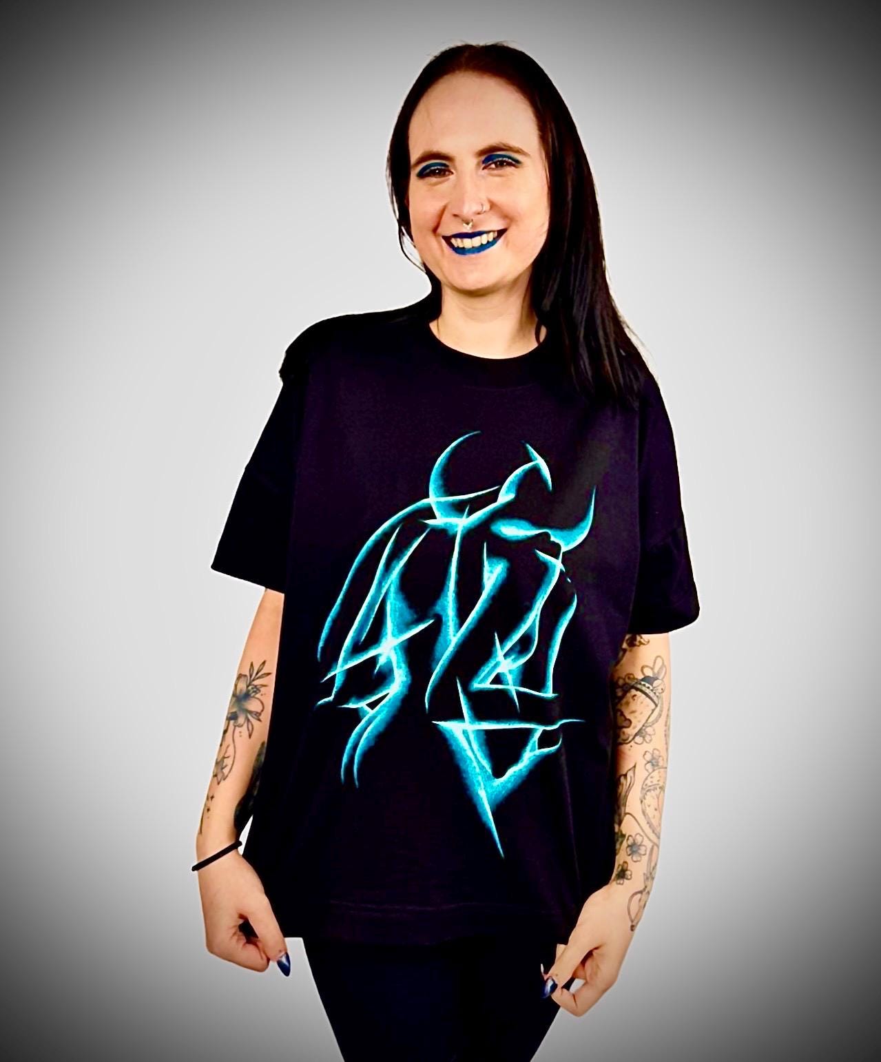 Oversize T Shirt schwarz blau türkis