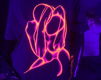 Oversize T Shirt schwarz Neon pink