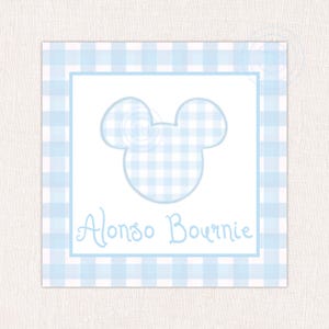 Mickey-visitekaartjes met gingham-ruit voor jongens en meisjes cruise fish extender-tags Minni-visitekaartjes, gingham pixi-afgestoft label mickey-tag gingang-jongen