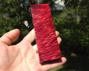 Crimson Red Curly Mango Block – Stabilized Curly Mango for Knife Handles, Ring Making, Pen Turning, Boxmod Woodworking & Carving