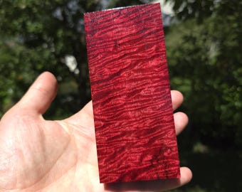 Crimson Red Master Curly Mango Block – Stabilized Curly Mango for Knife Handles, Ring Making, Pen Turning, Boxmod Woodworking & Carving