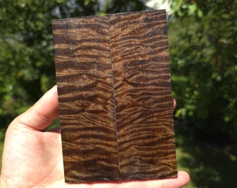 Black/Brown Curly Mango Scales – Stabilized Curly Mango for Knife Handles, Ring Making, Pen Turning, Boxmod Woodworking & Carving