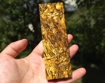 Stabilized Goldrush yellow Hempwood Knife Block – Handle Material for Knifemaking, Ring Making, Pen Turning, Jewelry, Box Mods & Carving