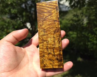 Goldrush Yellow Curly Mango Block – Stabilized Curly Mango for Knife Handles, Ring Making, Pen Turning, Boxmod Woodworking Scales