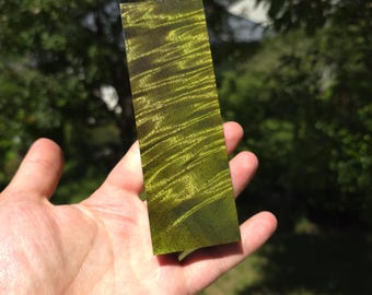 Frankenstein Green Curly Mango Block – Stabilized Curly Mango for Knife Handles, Ring Making, Pen Turning, Boxmod Woodworking Scales