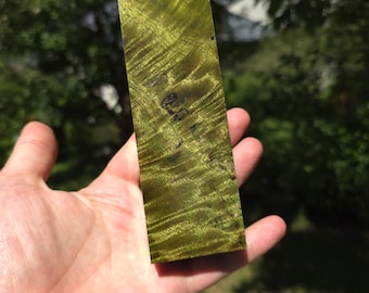 Frankenstein Green Curly Mango Block – Stabilized Curly Mango for Knife Handles, Ring Making, Pen Turning, Boxmod Woodworking Scales