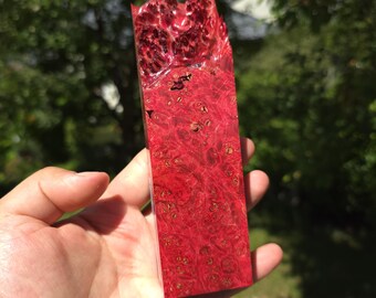 Crimson Red Maple Liveedge Burl Block – Stabilized Maple Burl for Knife Handles, Ring Making,Penturning, Boxmod Woodworking & Carving