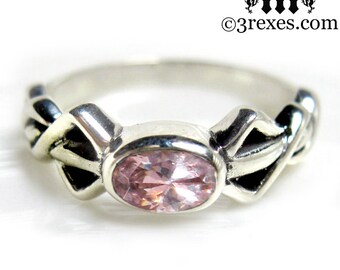 Pixie Friendship Ring Silver Celtic Knot Pink CZ Size 5