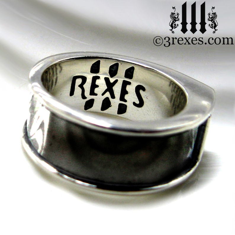 Mens Black Silver Ring Iron Cross Wedding Band Knights Templar Size 13 image 3