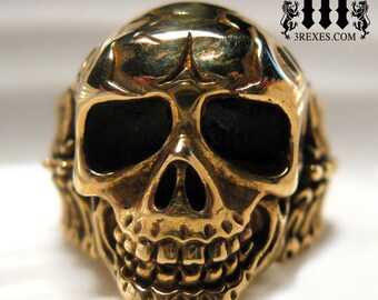 Mens Skull Ring Pirate Bronze Biker Band Size 15