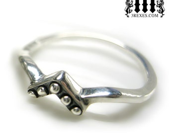 Silver Love V Stacking Ring Size 7, Royal Fairytale .925 Sterling Studs