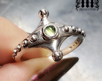 Tiny Promise Ring Gothic Green Peridot Stone 925 Sterling Silver Friendship Ring The Imp Size 6