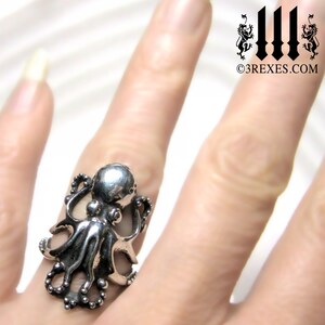 Octopus Ring 925 Sterling Silver Size 6 Octopus Jewelry Tentacle Ring Steampunk Jewelry Steampunk Ring Octopus Art Ocean Ring image 4