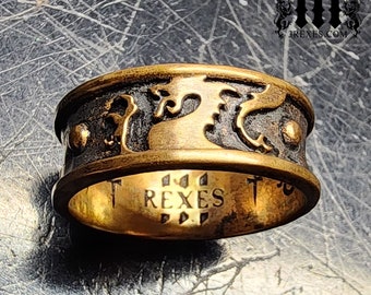 Pendragon Wedding Ring for Men Bronze Gothic Medieval Band Size 13