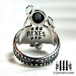 Silver Octopus Ring Black Onyx Eyes January Birthstone Size 10 image 4