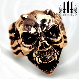 Anillo de calavera para hombres Anillo del diablo Gárgola de bronce Banda de motociclista Tamaño 13