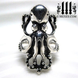 Size 10 Octopus Ring 925 Sterling Silver Octopus Jewelry Tentacle Ring Steampunk Jewelry Steampunk Ring Octopus Art Ocean Ring