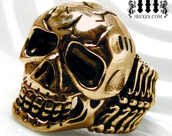 Mens Skull Ring Pirate Bronze Biker Band Size 11