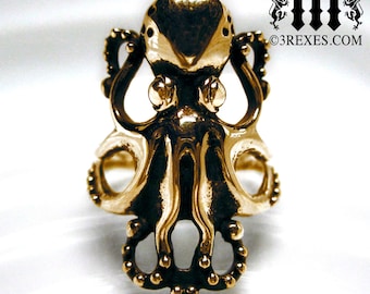 Size 4 The Enchanted Octopus Ring Gothic Antiqued Bronze Tentacle Ocean Sea Jewelry Cthulhu