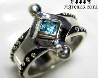 The Majestic Medieval Ring 925 Sterling Silver Blue Topaz Size 5