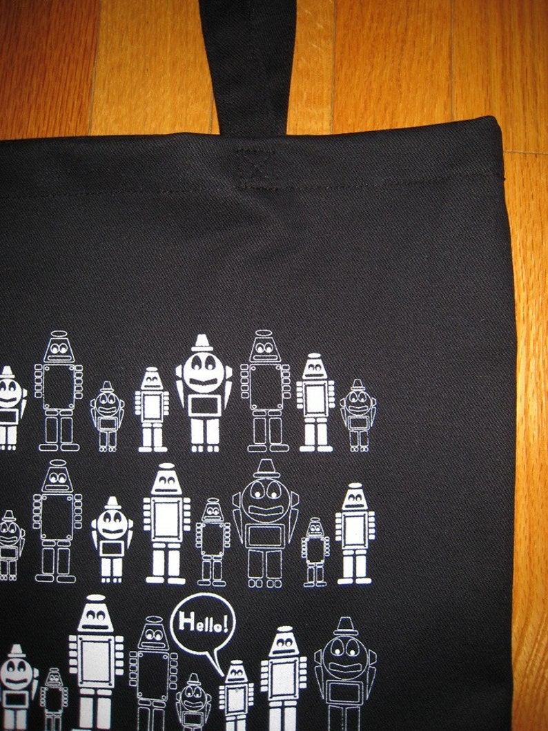 Hello Robot canvas tote bag