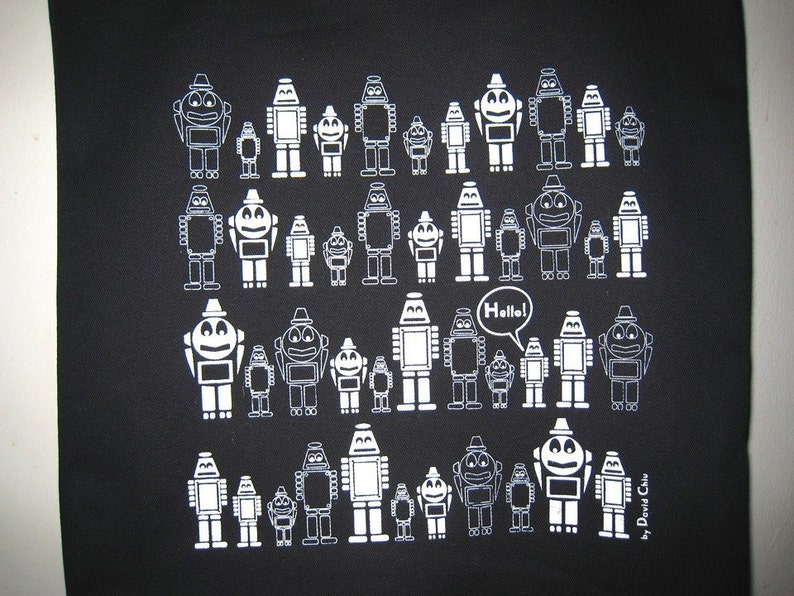 Hello Robot canvas tote bag