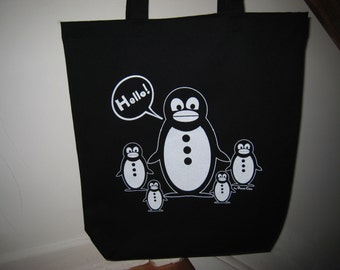 Hello Penguin Canvas Tote Bag, auch im Skulls Design erhältlich