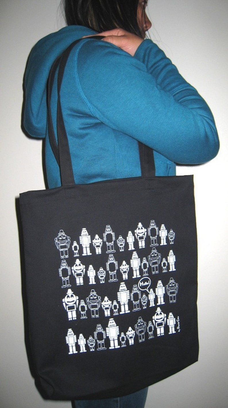 Hello Robot canvas tote bag