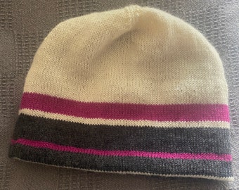 S2K Handknit Double Layer Stripe Wool Beanie Hat Cap