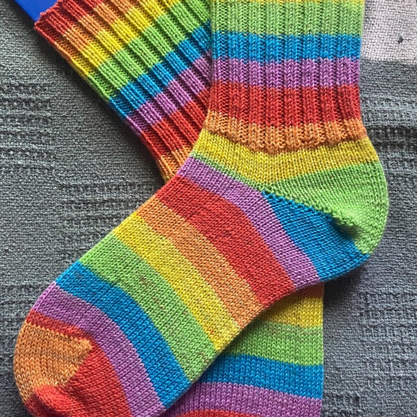 S2K Handknit Rainbow Stripe Crew Handknit Socks