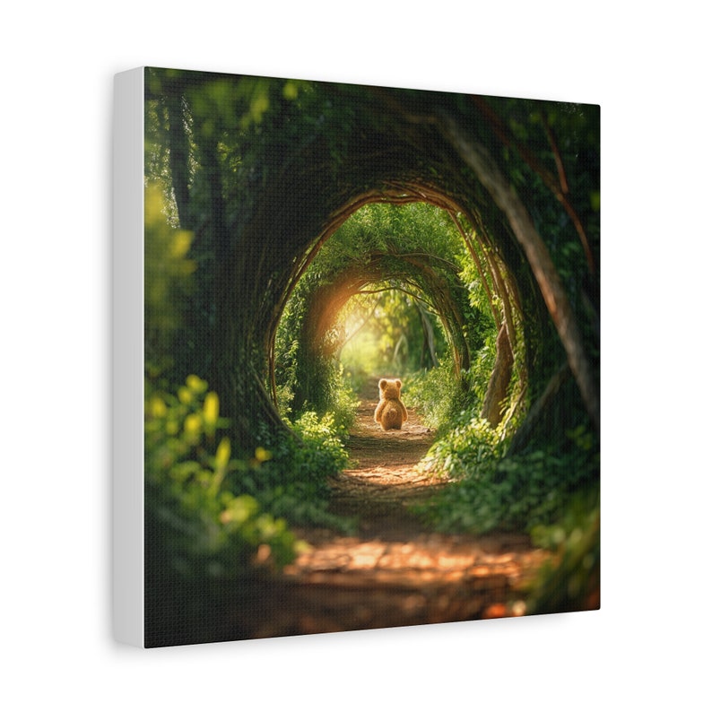 Adventurous Teddy Bear Wall Art Cute Bear on a Magical Journey