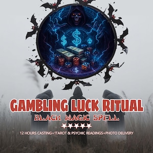 Schwarzmagie Glücksspiel Glückszauber | Gewinnen Sie groß bei Spielautomaten, Lotterie, Kasinokarten | 12hr Casting + 1 Tarot & Psychic Reading inklusive