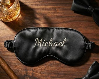 Personalized Sleep Mask for Men,Groomsmen Gift Box Filler,Custom Blackout Eye Mask,Husband Travel Gift, Boyfriend Birthday,Father's Day Gift