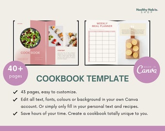 Cookbook template Canva for nutrition coaches | E-book template | Recipe e-book for coaches | Pink cookbook template | fully editable