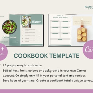 Cookbook template Canva for nutrition coaches | E-book template | Recipe e-book for coaches | Green cookbook template | fully editable