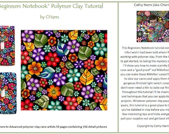 Beginners Notebook polymer clay canes and project tutorial by CHarm