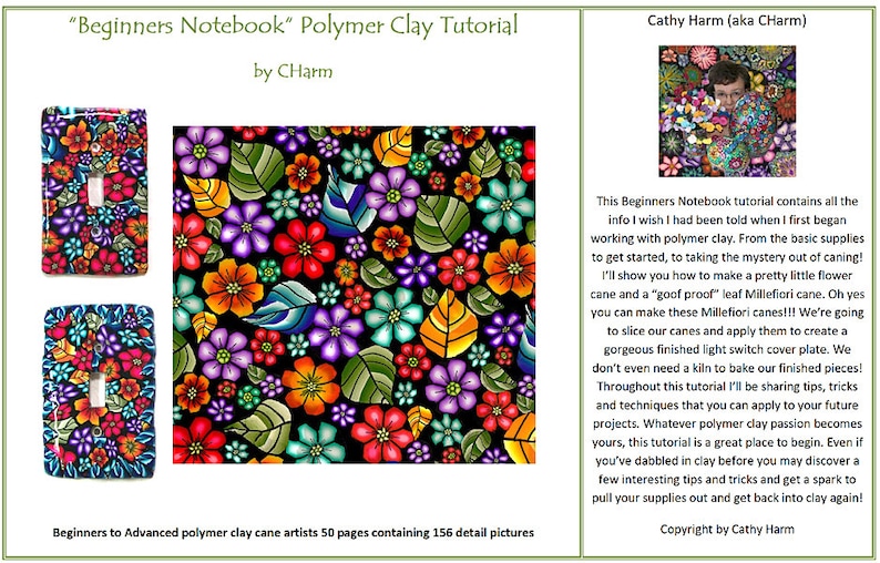 Beginners Notebook polymer clay canes and project tutorial by CHarm