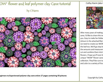 Tutorial de bastón de arcilla polimérica con flores y hojas WOW de CHarm