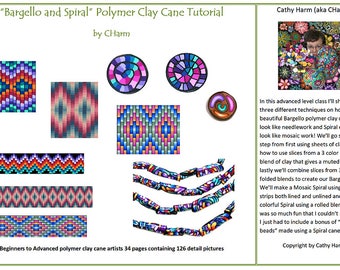 Bargello and Spiral polymer clay cane tutorial by CHarm