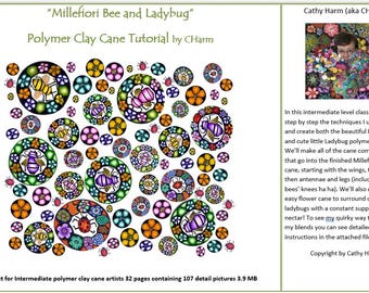 Tutorial de bastón de arcilla polimérica Millefiori Bee and Ladybug de CHarm