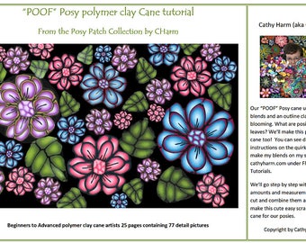 POOF Posy polymer clay Cane tutorial From the Posy Patch Collection by CHarm