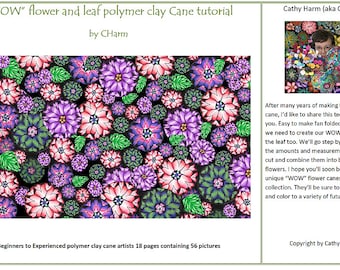 WOW flower and leaf  Polymer clay cane tutorial by CHarm