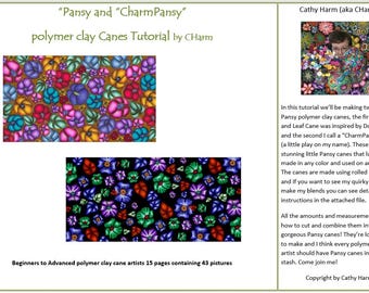 Tutorial de bastón de arcilla polimérica "CharmPansy" y "Pansy Pansy" de CHarm
